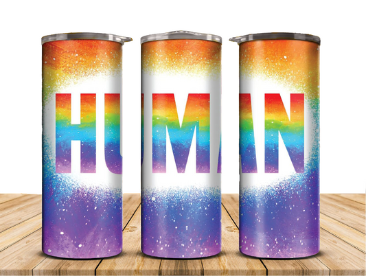 Pride Human Tumbler, 20 oz Tumbler, Tumbler with Lid and straw