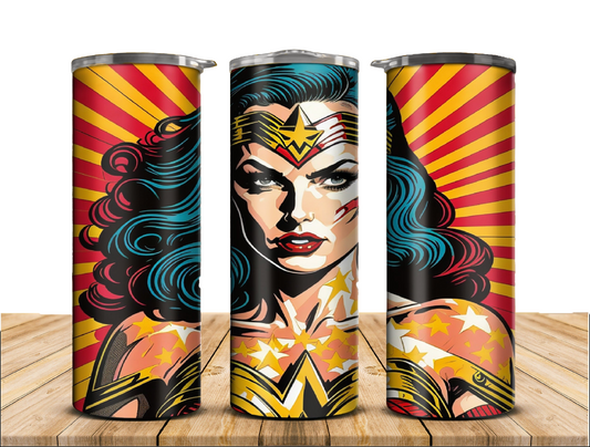 Wonder Woman, Ai Art, 20 oz Tumbler, Tumbler with lid and straw